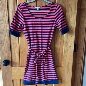 Banana Republic- Striped Orange and Navy Dress with Belt